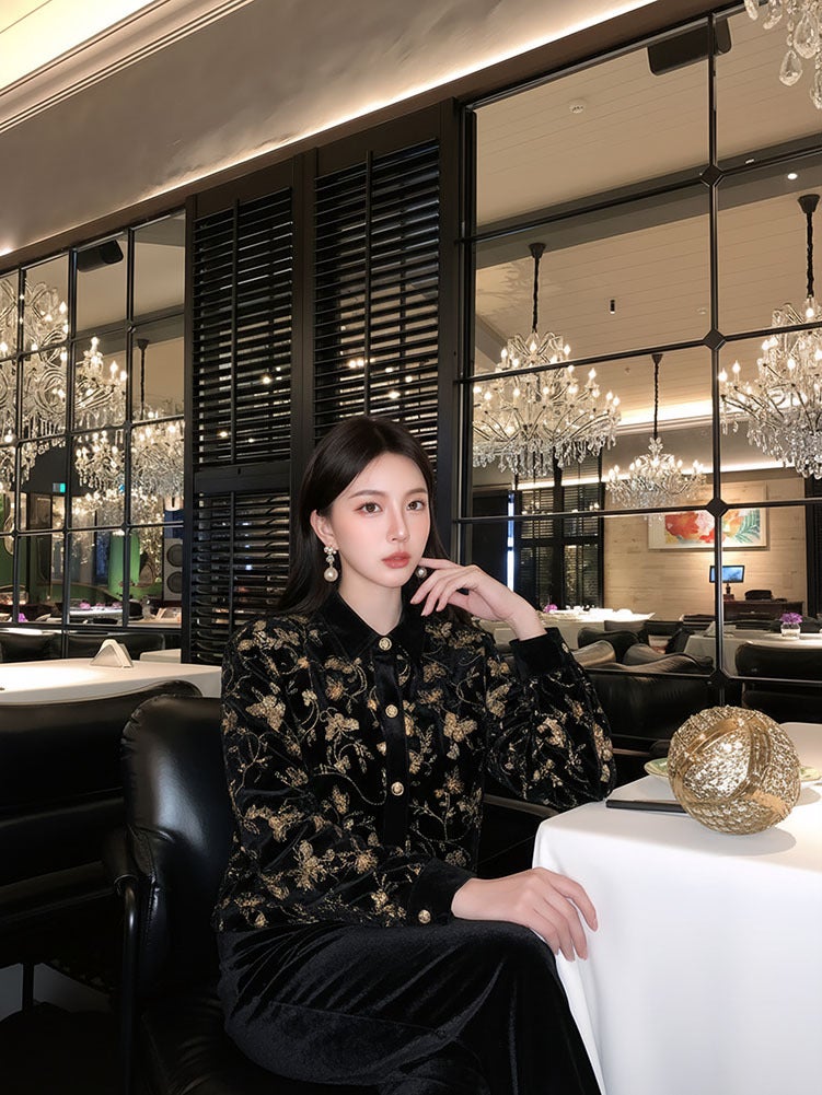 Yailla New Versatile Autumn/Winter Retro-Style High-End Chinese-Style Coat Elegant and Sophisticated New Chinese-Style Applied Embroidery Heavy-Duty Long-Sleeved Coat for Women - Image 2
